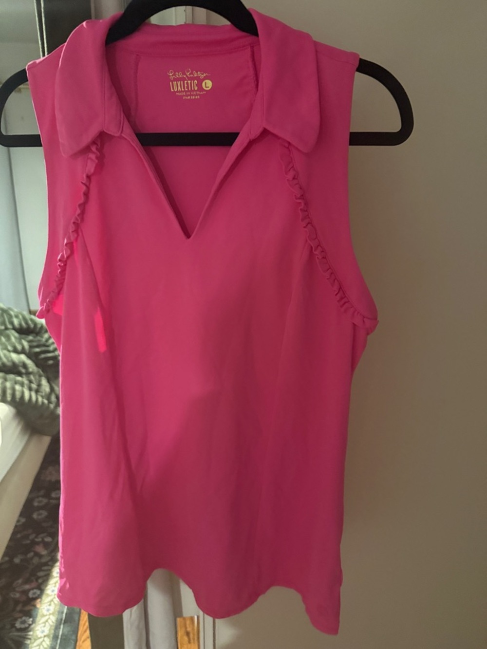 Lilly Pulitzer Bright Pink Sleeveless Polo Tank